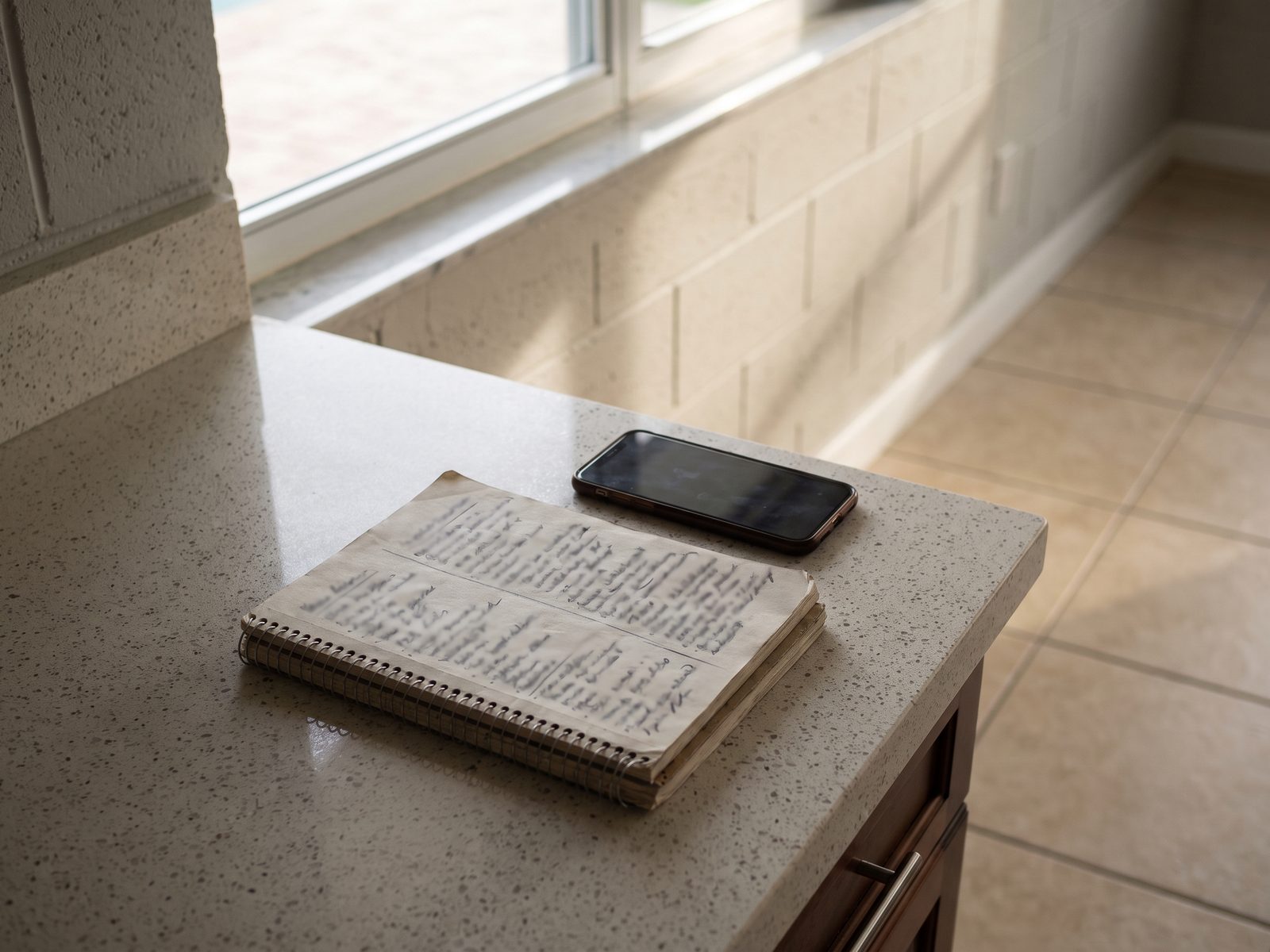 Running the Claim Break-Even | Restoration Doctor Handwritten notes ruled into columns beside a phone on a South Florida kitchen counter.