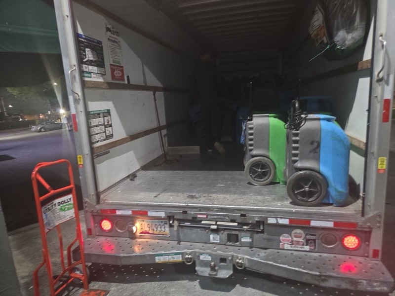 Miami, FL property after emergency flood extraction with structural drying equipment in place